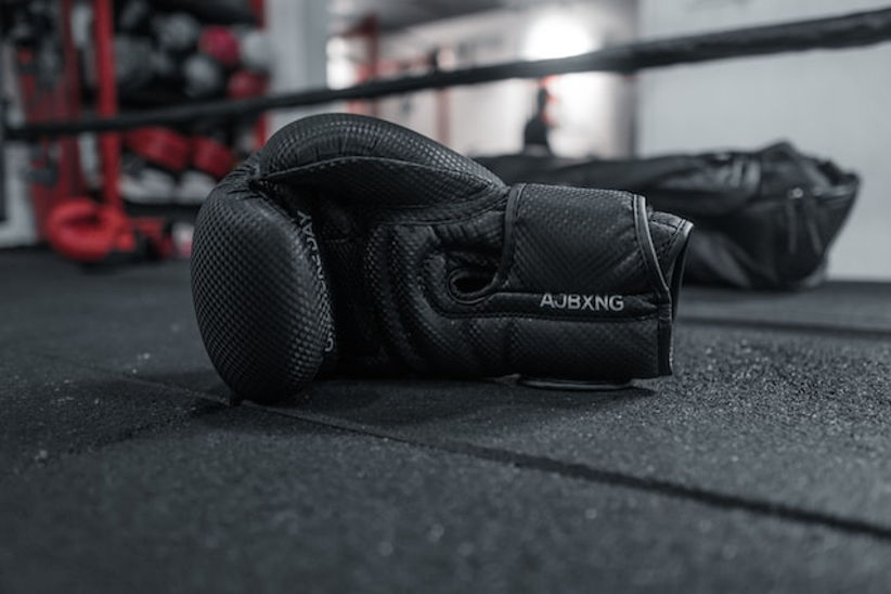 Black and white boxing gloves