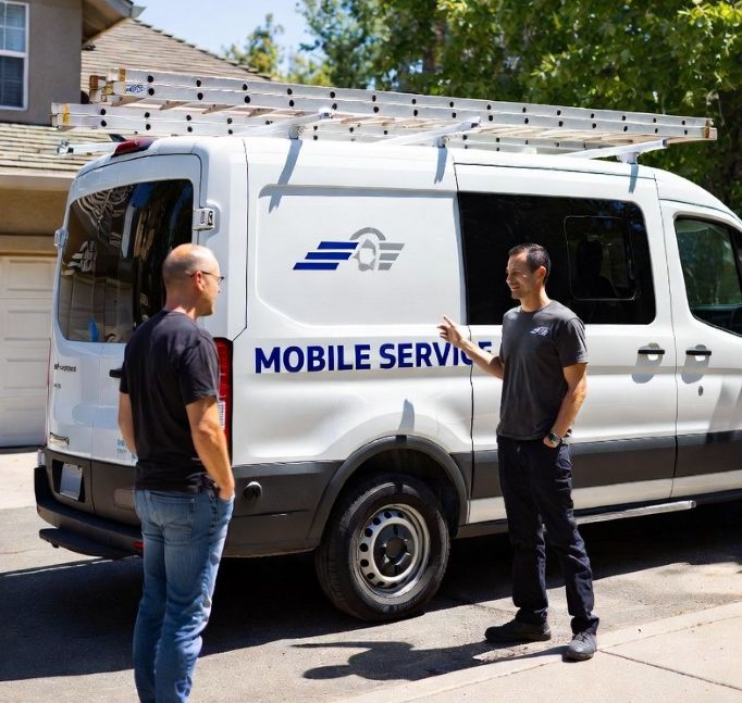 clean, professional mobile service van with modern branding