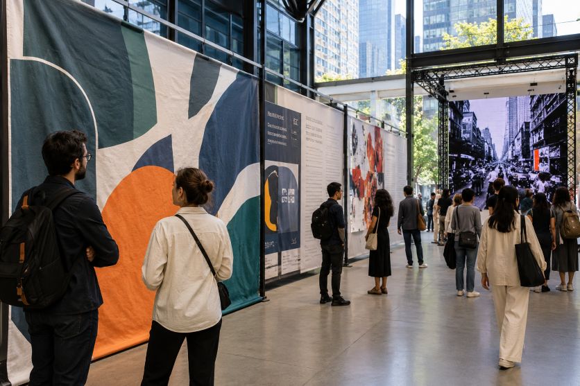 urban exhibition space with large visual displays